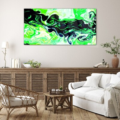 Schilderij op glas Groene wervelingen van abstractie