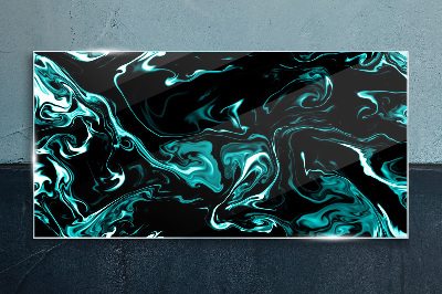 Foto op glas Groene en zwarte abstracte wervelingen