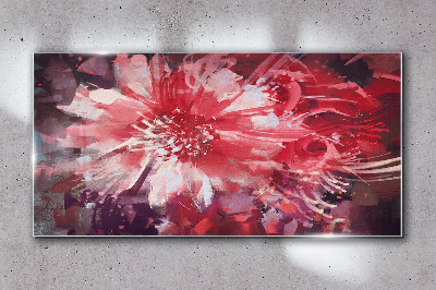Schilderij op glas Paarse bloemen in een abstracte stijl