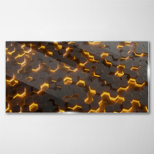 Schilderij op glas Gouden zeshoeken in beweging