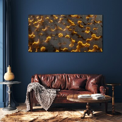 Schilderij op glas Gouden zeshoeken in beweging