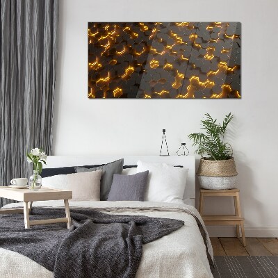 Schilderij op glas Gouden zeshoeken in beweging