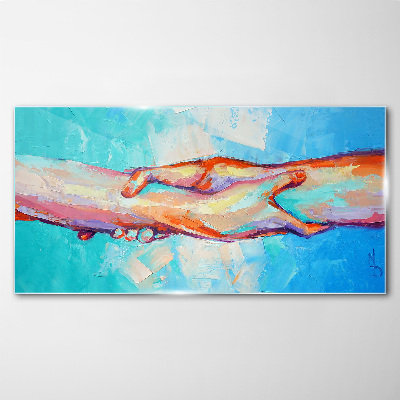 Glas foto Handen verenigen in kleur