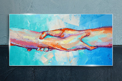 Glas foto Handen verenigen in kleur