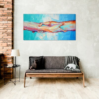 Glas foto Handen verenigen in kleur