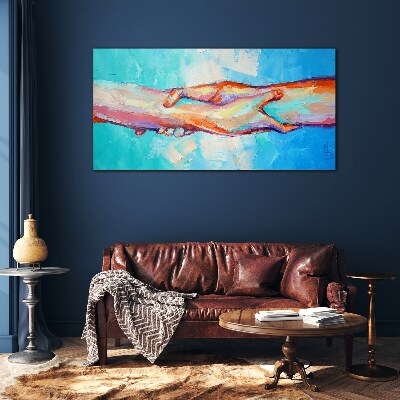 Glas foto Handen verenigen in kleur