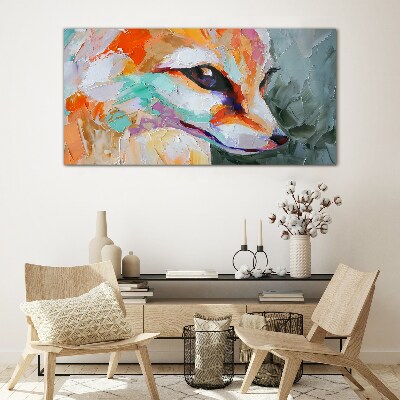 Foto op glas Kleurrijk portret van een vos