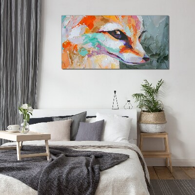 Foto op glas Kleurrijk portret van een vos