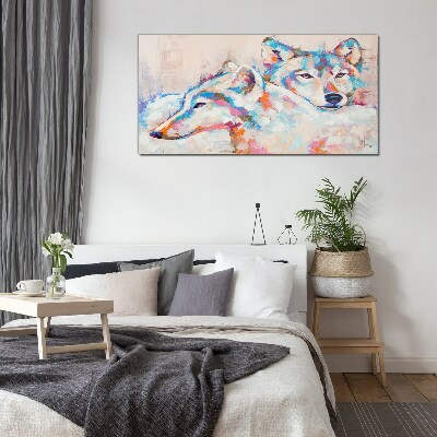 Glas foto Kleurrijke wolven in pasteltinten