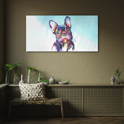 Schilderij op glas Kleurrijk portret van een Franse bulldog