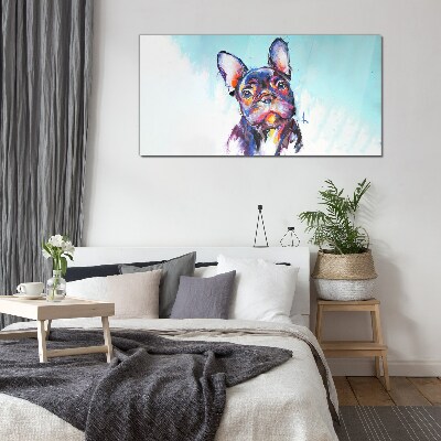 Schilderij op glas Kleurrijk portret van een Franse bulldog