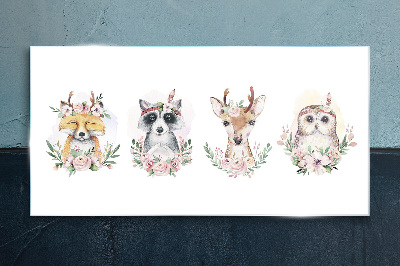 Schilderij op glas Bosvrienden in bloemen