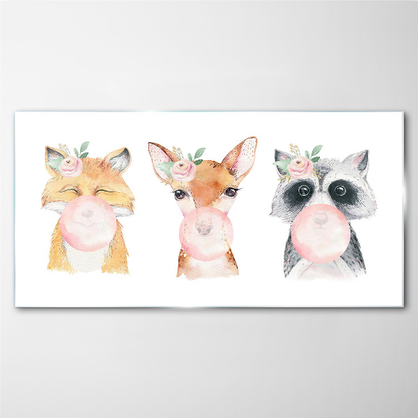 Foto op glas Bosvrienden met een ballon