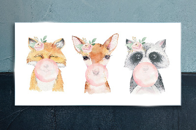 Foto op glas Bosvrienden met een ballon