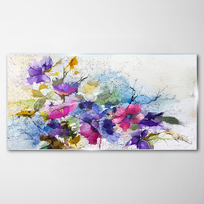 Schilderij op glas Een bloemenexplosie van kleuren