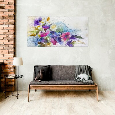Schilderij op glas Een bloemenexplosie van kleuren
