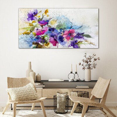 Schilderij op glas Een bloemenexplosie van kleuren