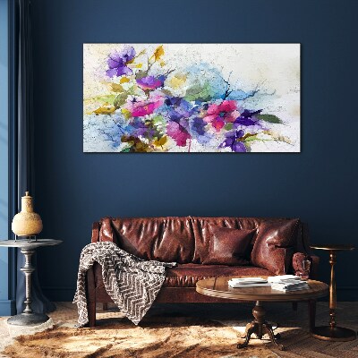 Schilderij op glas Een bloemenexplosie van kleuren