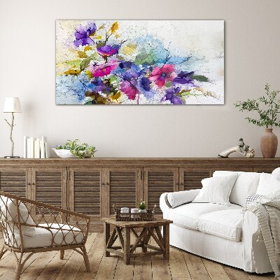 Schilderij op glas Een bloemenexplosie van kleuren