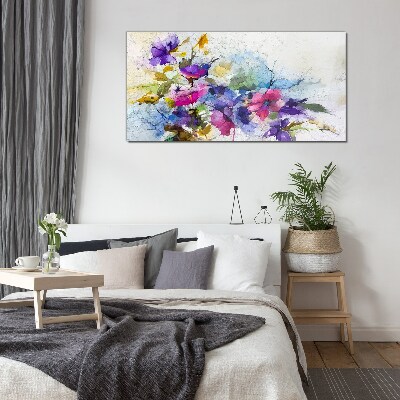 Schilderij op glas Een bloemenexplosie van kleuren