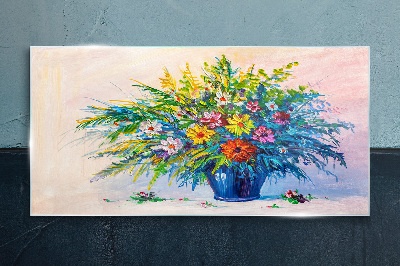 Foto op glas Lenteboeket bloemen in een vaas