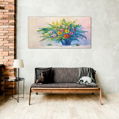 Foto op glas Lenteboeket bloemen in een vaas