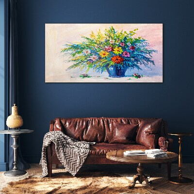 Foto op glas Lenteboeket bloemen in een vaas