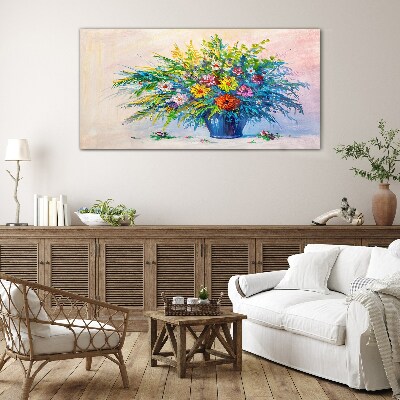 Foto op glas Lenteboeket bloemen in een vaas