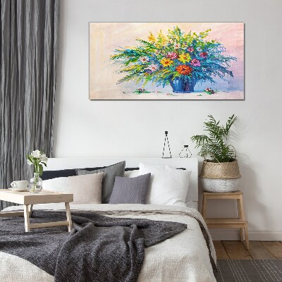 Foto op glas Lenteboeket bloemen in een vaas