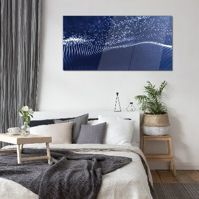 Schilderij op glas Blauwe lichtgolven