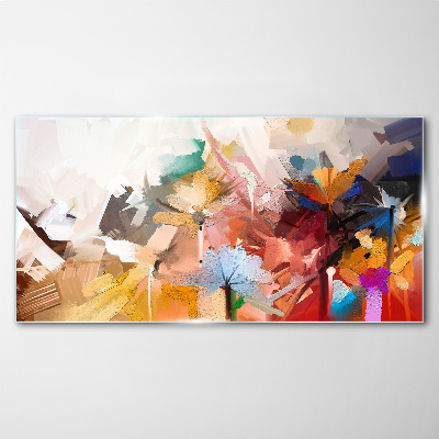 Foto op glas Kleurrijke bloemen in een abstracte stijl