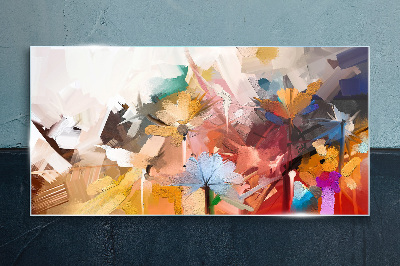 Foto op glas Kleurrijke bloemen in een abstracte stijl