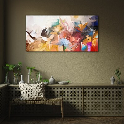 Foto op glas Kleurrijke bloemen in een abstracte stijl