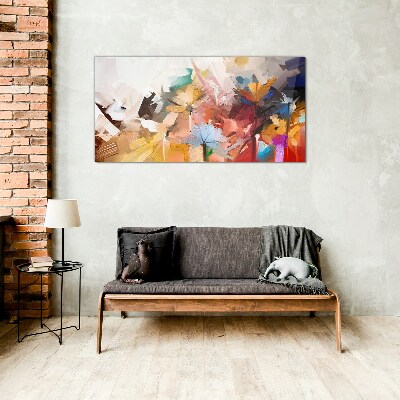 Foto op glas Kleurrijke bloemen in een abstracte stijl