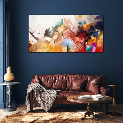 Foto op glas Kleurrijke bloemen in een abstracte stijl