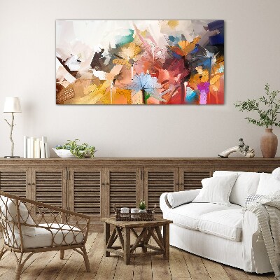 Foto op glas Kleurrijke bloemen in een abstracte stijl