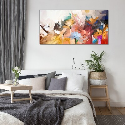 Foto op glas Kleurrijke bloemen in een abstracte stijl