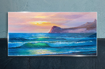 Foto op glas Een rustige ochtend aan de oceaan