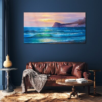 Foto op glas Een rustige ochtend aan de oceaan