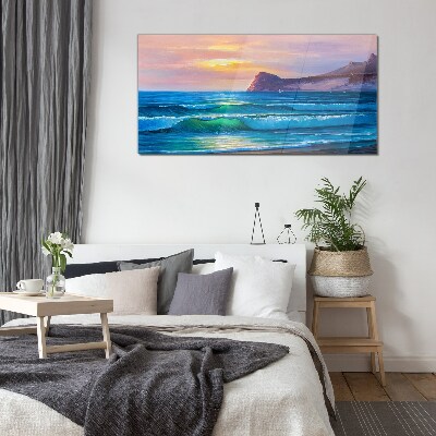 Foto op glas Een rustige ochtend aan de oceaan