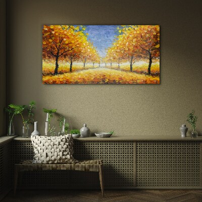 Glas foto Gouden laan in herfstweer