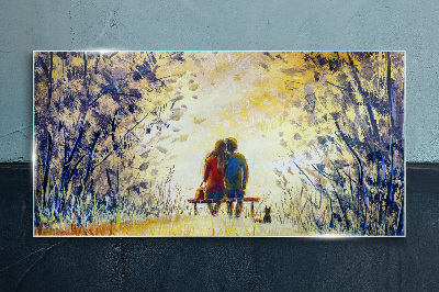 Schilderij op glas Liefde in de wind