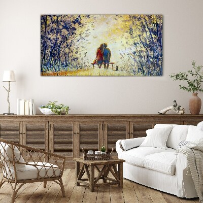 Schilderij op glas Liefde in de wind