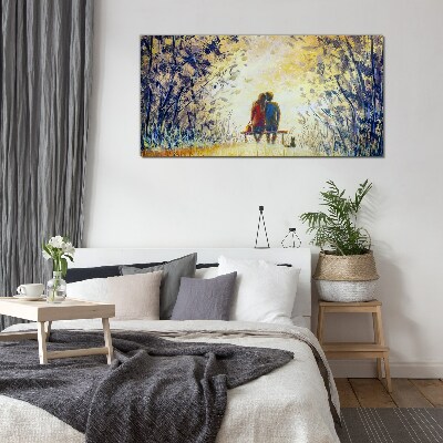 Schilderij op glas Liefde in de wind