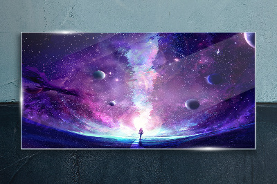 Foto op glas Een ruimtereis door het sterrenstelsel