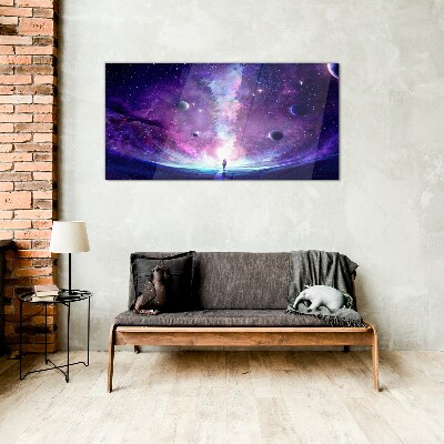 Foto op glas Een ruimtereis door het sterrenstelsel