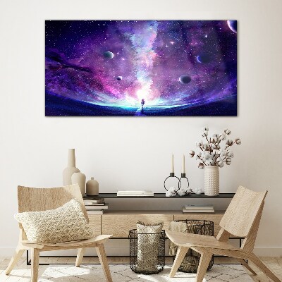 Foto op glas Een ruimtereis door het sterrenstelsel