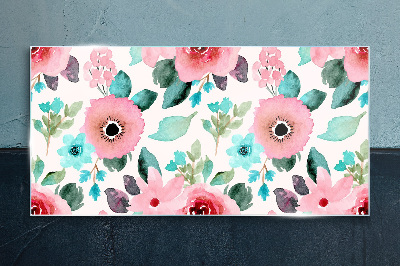 Schilderij op glas Bloemenpatroon in delicate tinten