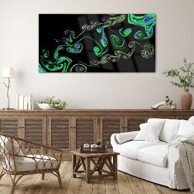 Foto op glas Golven van kleurrijke spiralen