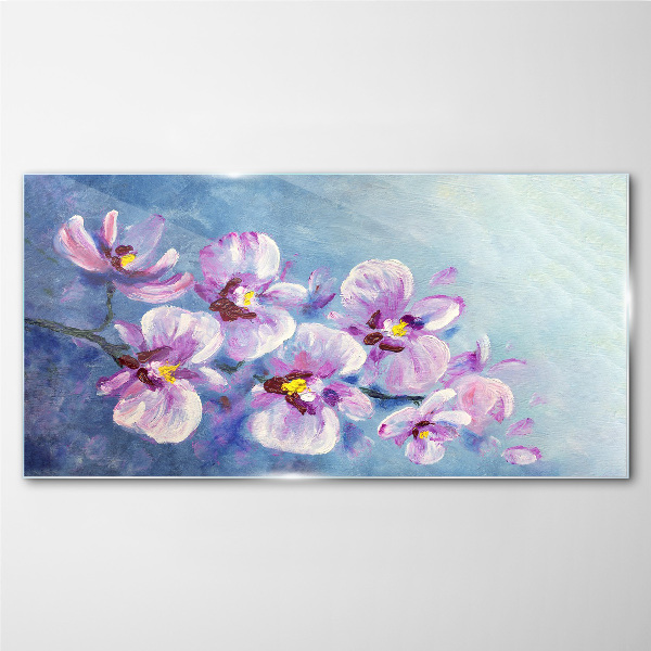 Glas foto Orchideeën in pasteltinten